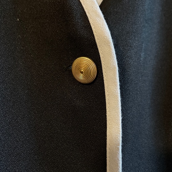 Vintage dress short sleeve buttons contrast white trim decorative pockets Sz 10 - Picture 4 of 9